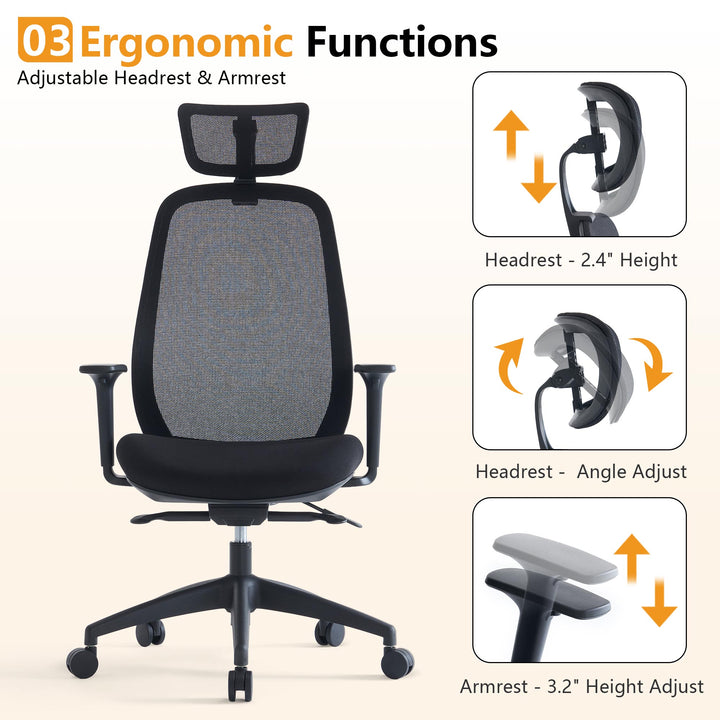 YOUNIKE Office Chair High Back Home Desk Chair with Headrest