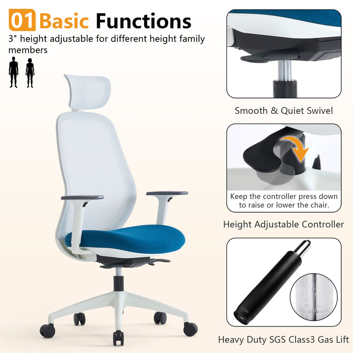 YOUNIKE Office Chair High Back Home Desk Chair with Headrest