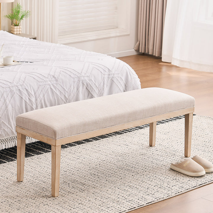 YOUNIKE 53in Entryway Bench Upholstered Dining Bench with Solid Wood Legs