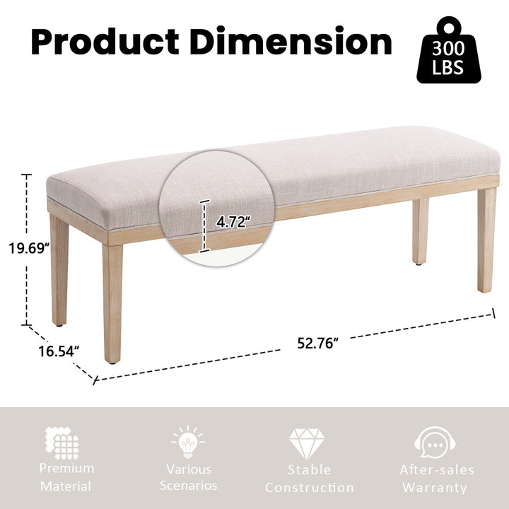 YOUNIKE 53in Entryway Bench Upholstered Dining Bench with Solid Wood Legs
