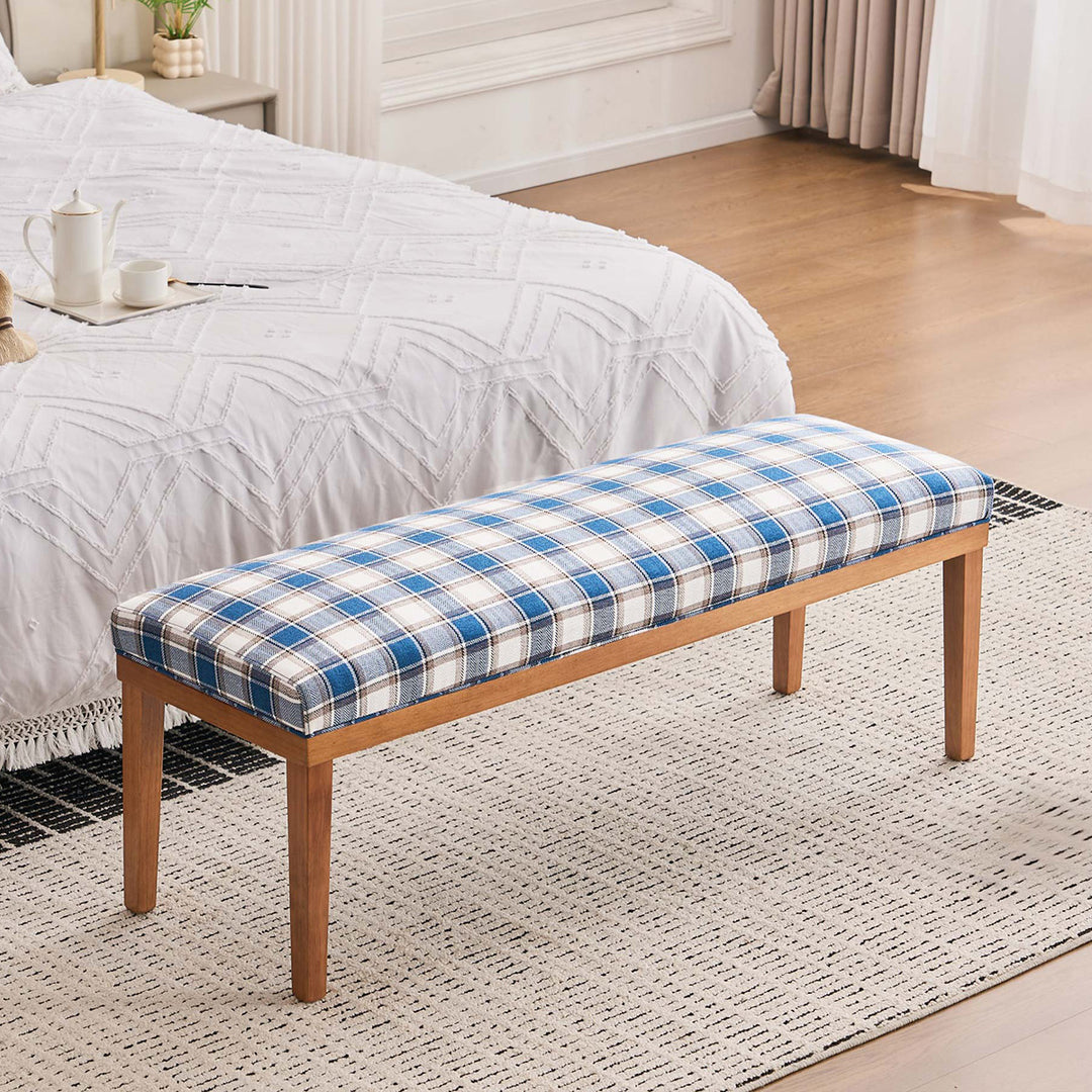 YOUNIKE 53in Entryway Bench Upholstered Dining Bench with Solid Wood Legs
