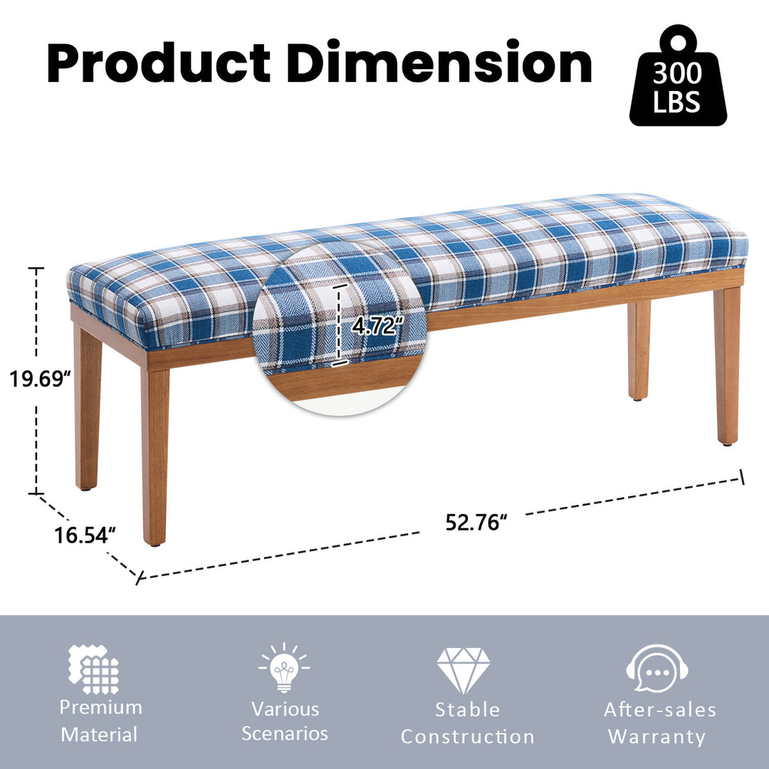 YOUNIKE 53in Entryway Bench Upholstered Dining Bench with Solid Wood Legs