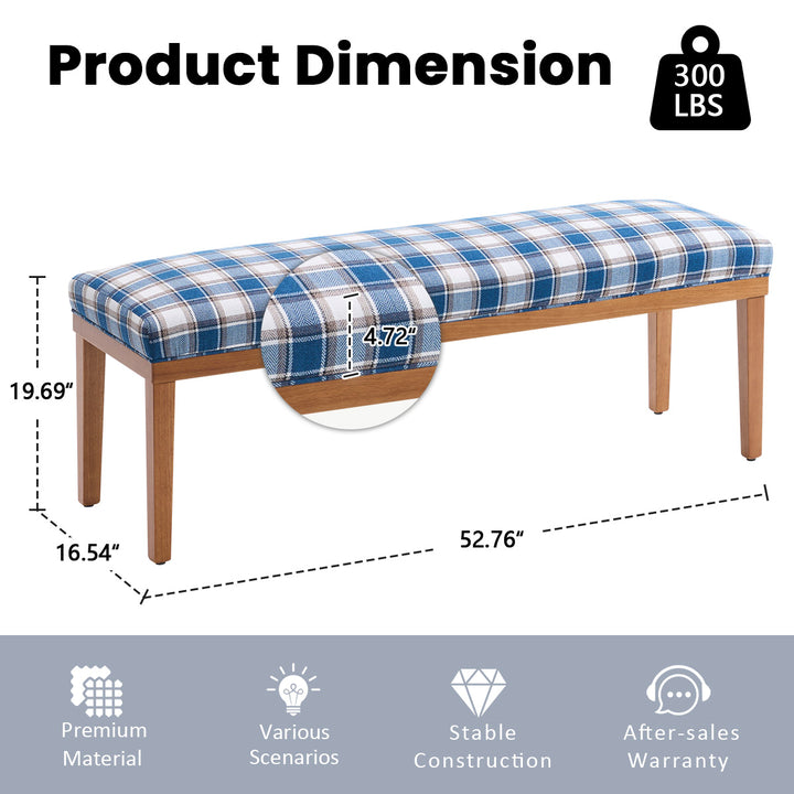 YOUNIKE 53in Entryway Bench Upholstered Dining Bench with Solid Wood Legs