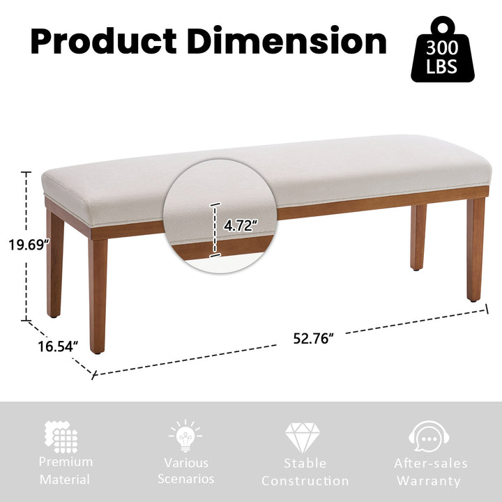 YOUNIKE 53in Entryway Bench Upholstered Dining Bench with Solid Wood Legs
