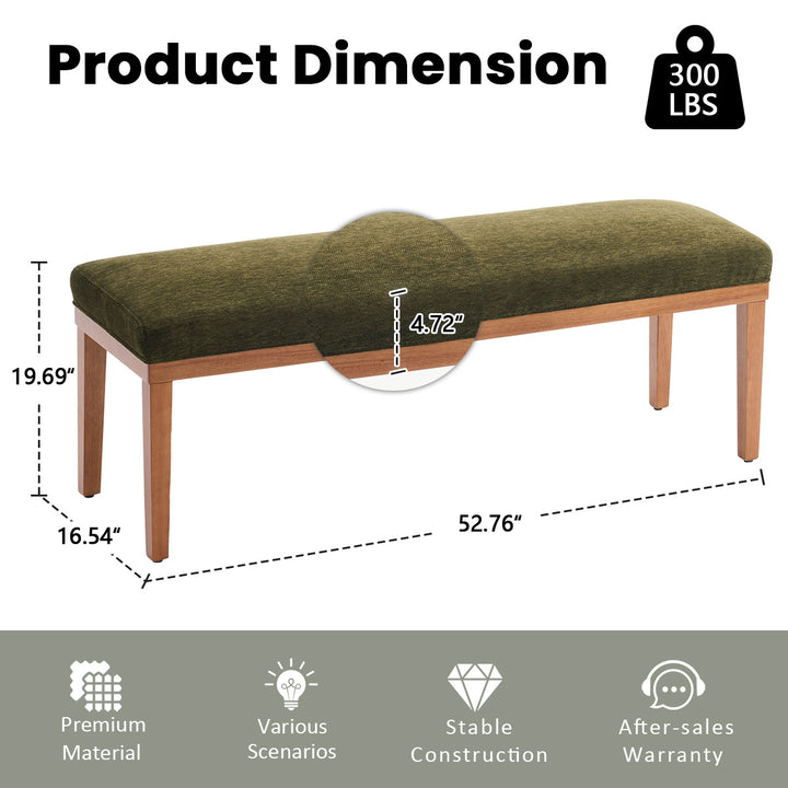 YOUNIKE 53in Entryway Bench Upholstered Dining Bench with Solid Wood Legs