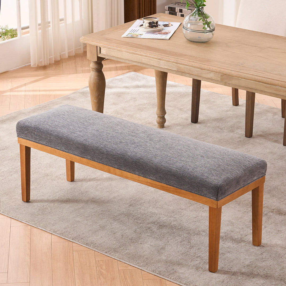 YOUNIKE 53in Entryway Bench Upholstered Dining Bench with Solid Wood Legs
