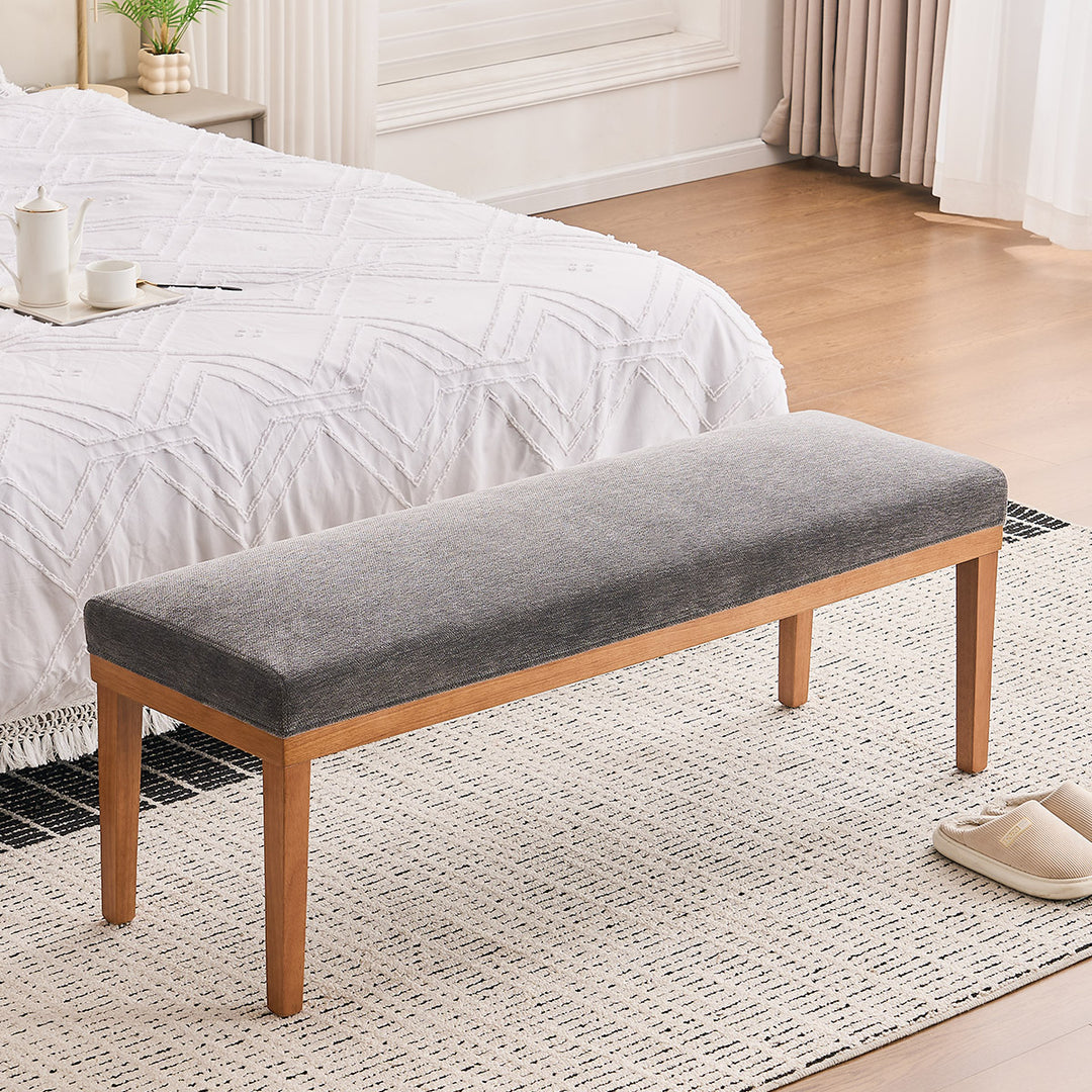 YOUNIKE 53in Entryway Bench Upholstered Dining Bench with Solid Wood Legs