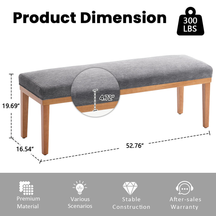YOUNIKE 53in Entryway Bench Upholstered Dining Bench with Solid Wood Legs