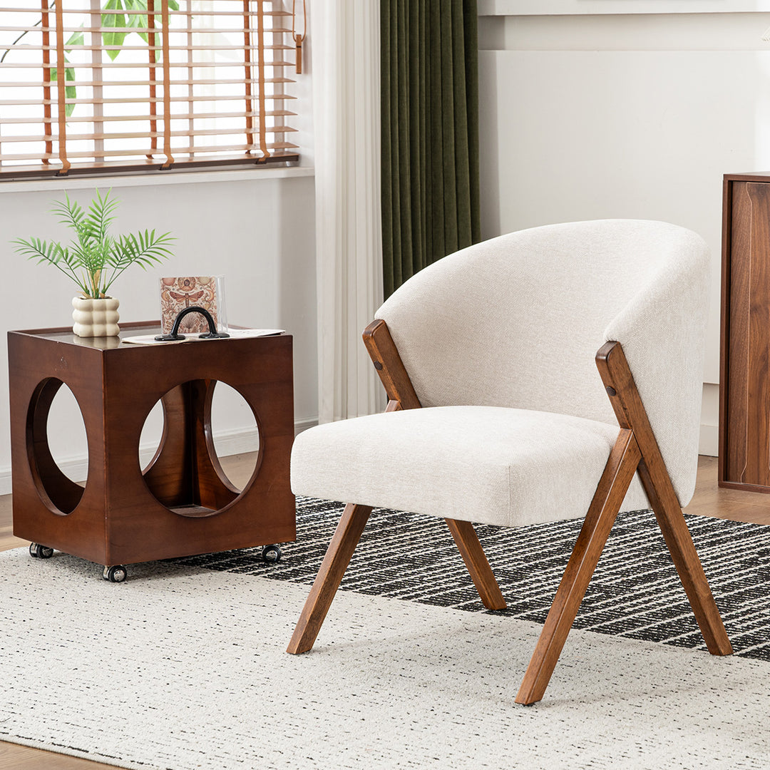 YOUNIKE Barrel Dining Chairs Curved Accent Chairs with Wood Legs