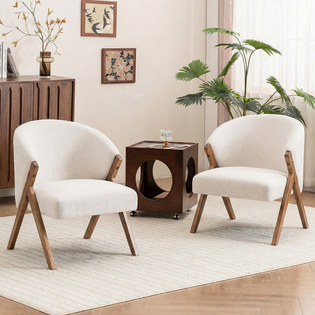 YOUNIKE Barrel Dining Chairs Curved Accent Chairs with Wood Legs