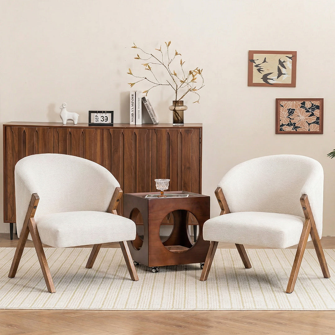 YOUNIKE Barrel Dining Chairs Curved Accent Chairs with Wood Legs