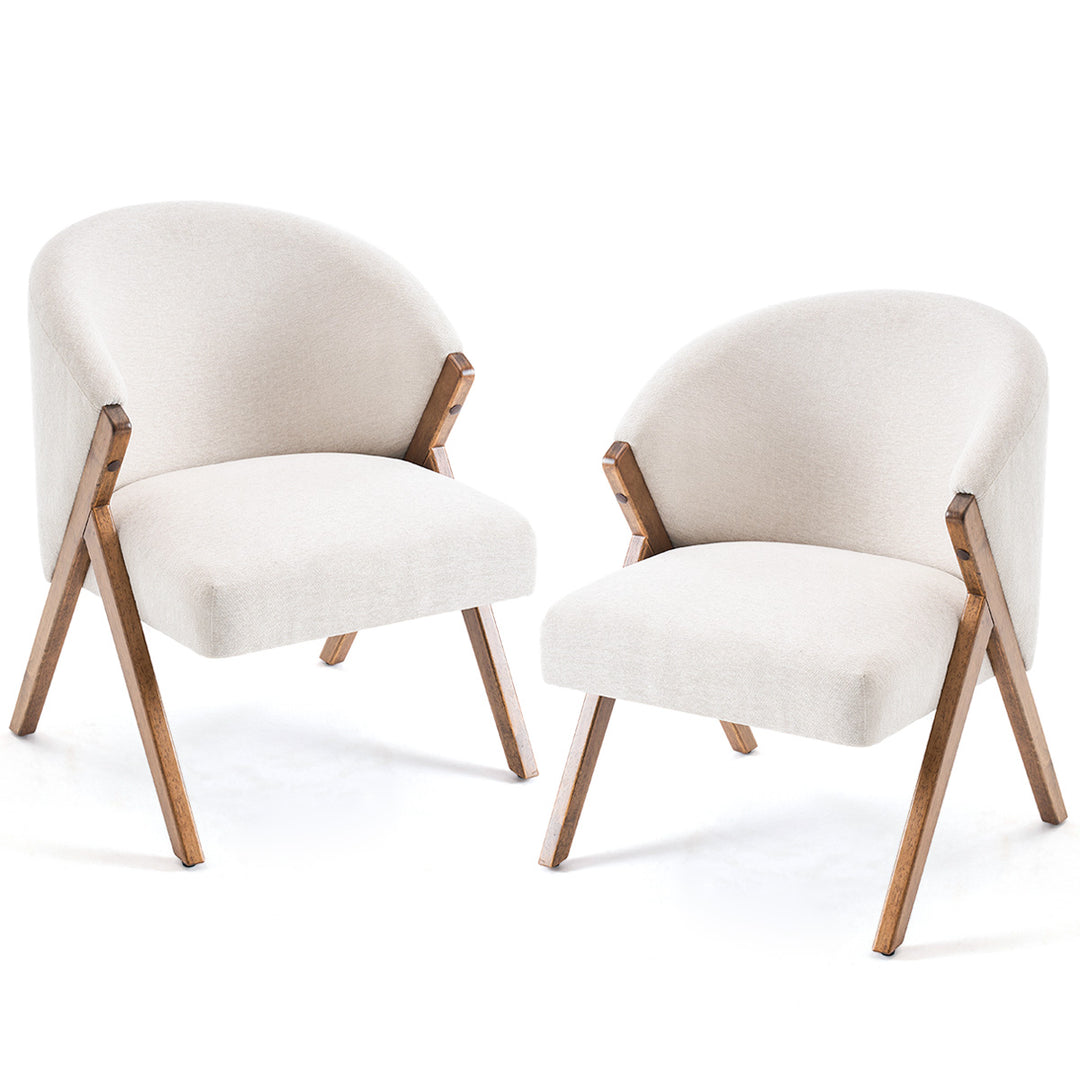 YOUNIKE Barrel Dining Chairs Curved Accent Chairs with Wood Legs