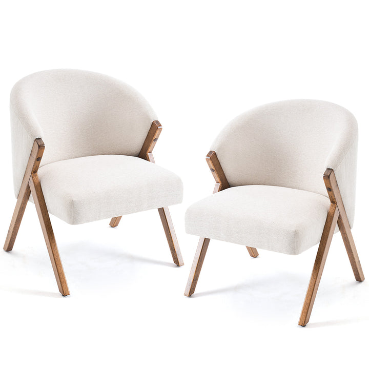 YOUNIKE Barrel Dining Chairs Curved Accent Chairs with Wood Legs