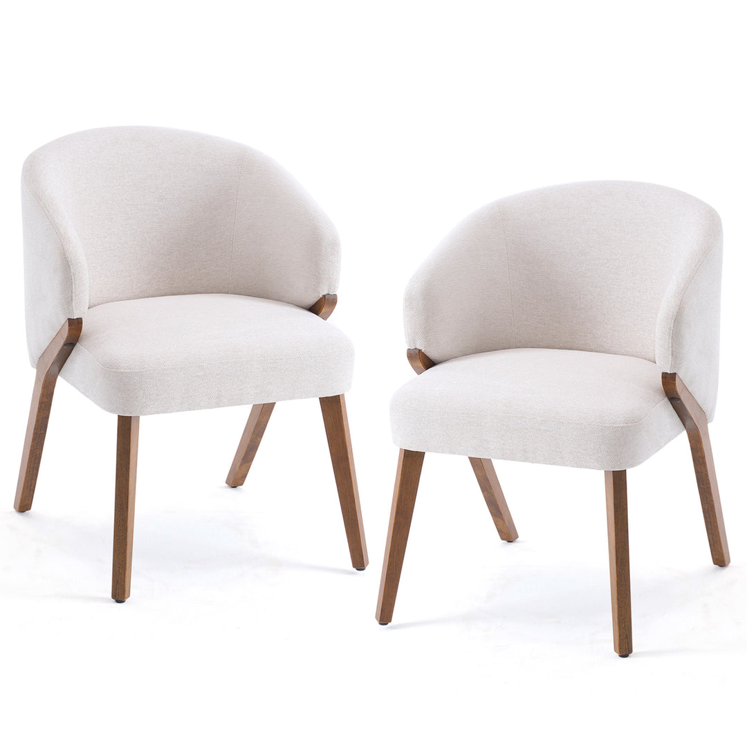 YOUNIKE Wooden Dining Chairs Upholstered Accent Chairs with Curved Back