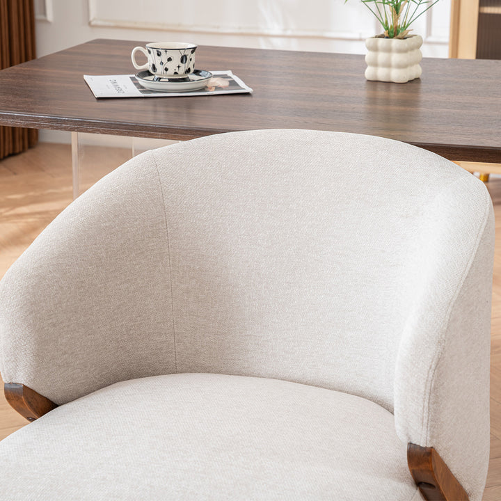 YOUNIKE Wooden Dining Chairs Upholstered Accent Chairs with Curved Back