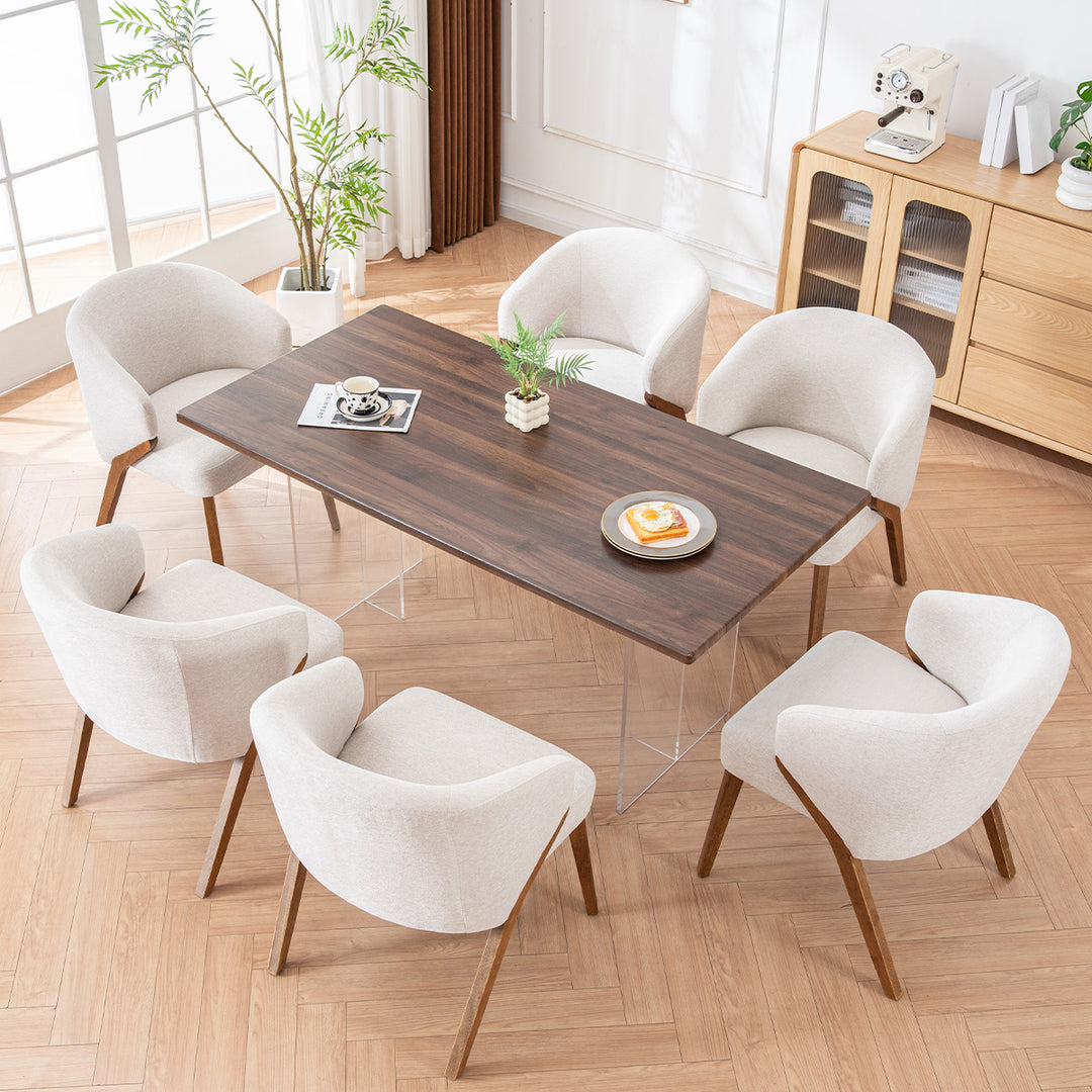 YOUNIKE Wooden Dining Chairs Upholstered Accent Chairs with Curved Back