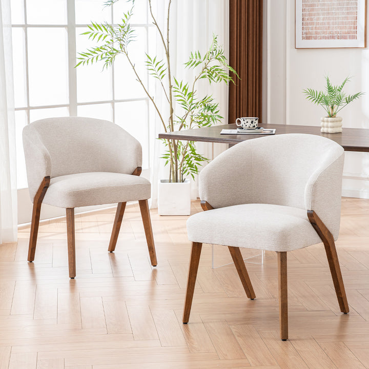 YOUNIKE Wooden Dining Chairs Upholstered Accent Chairs with Curved Back