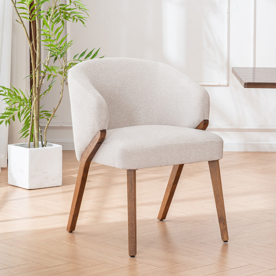 YOUNIKE Wooden Dining Chairs Upholstered Accent Chairs with Curved Back
