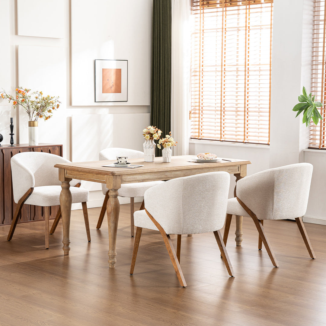 YOUNIKE Wooden Dining Chairs Upholstered Accent Chairs with Curved Back