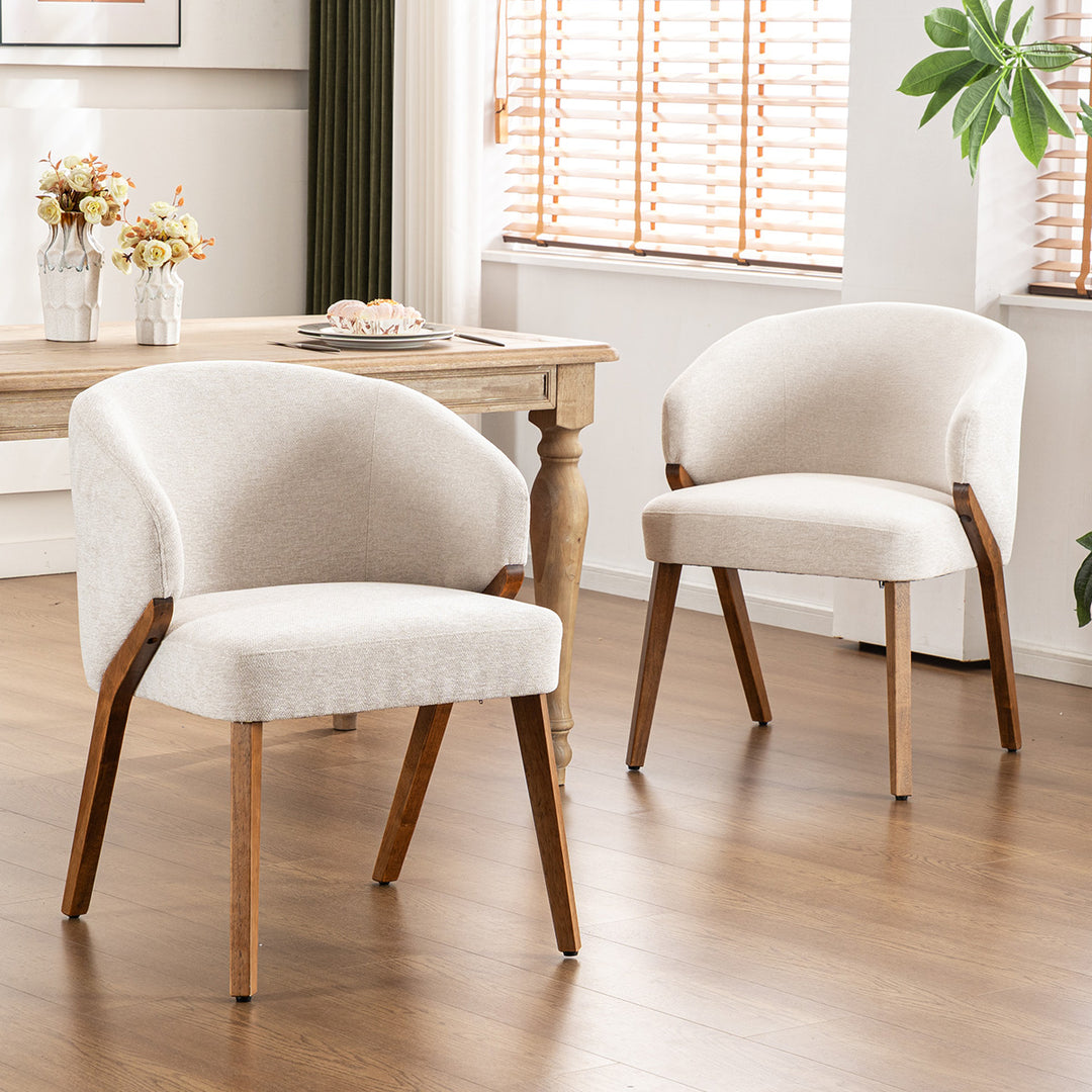 YOUNIKE Wooden Dining Chairs Upholstered Accent Chairs with Curved Back