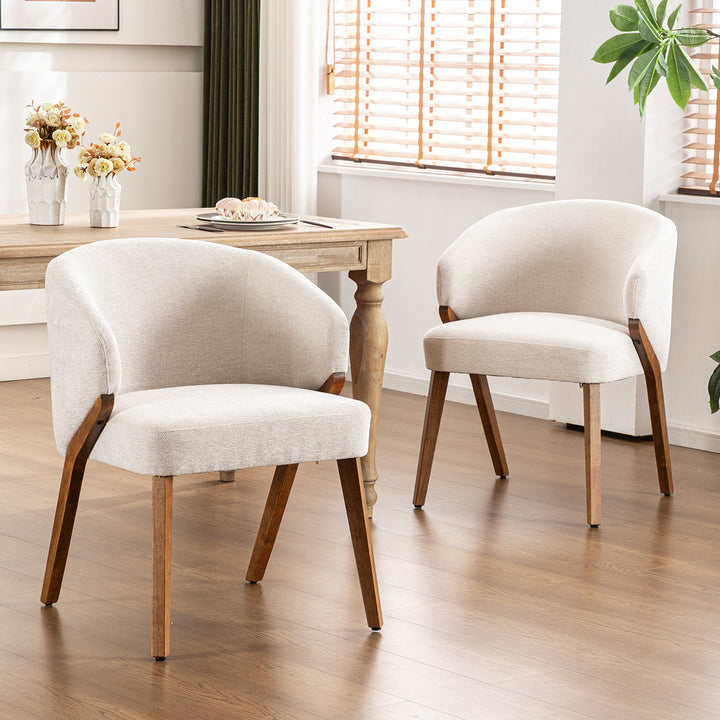 YOUNIKE Wooden Dining Chairs Upholstered Accent Chairs with Curved Back