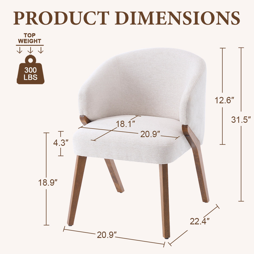 YOUNIKE Wooden Dining Chairs Upholstered Accent Chairs with Curved Back