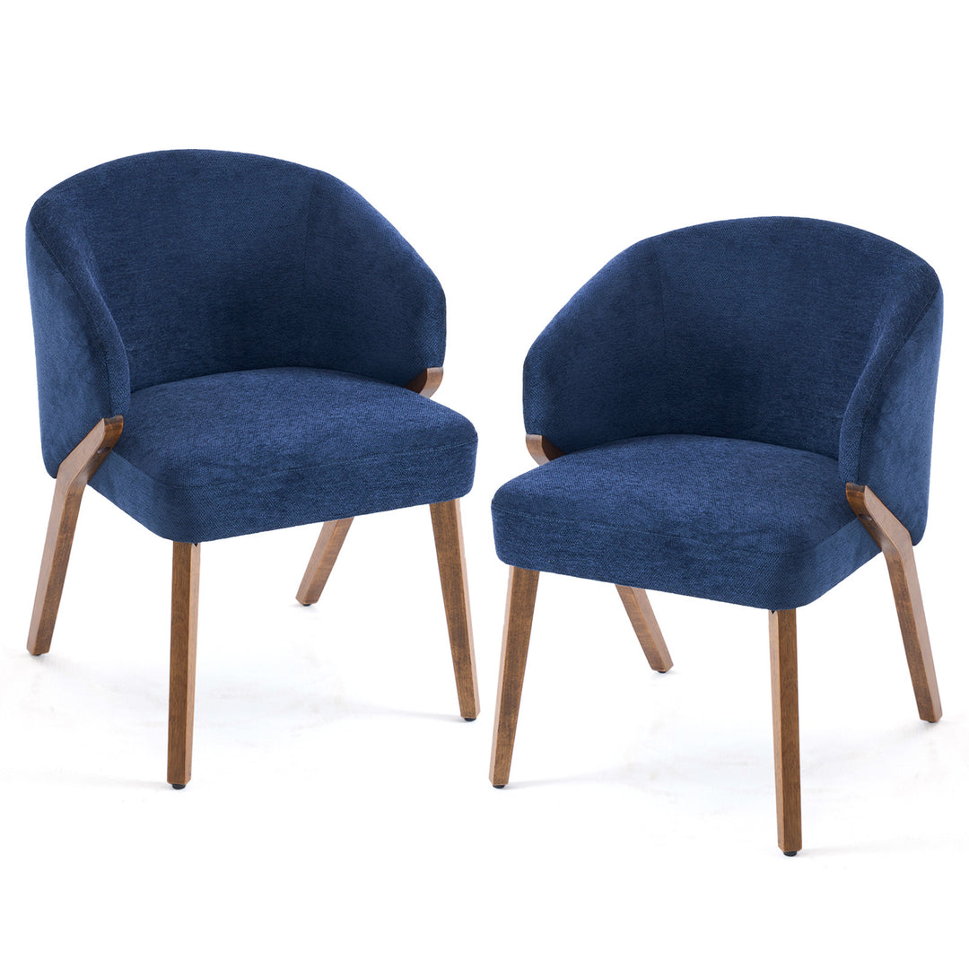YOUNIKE Wooden Dining Chairs Upholstered Accent Chairs with Curved Back