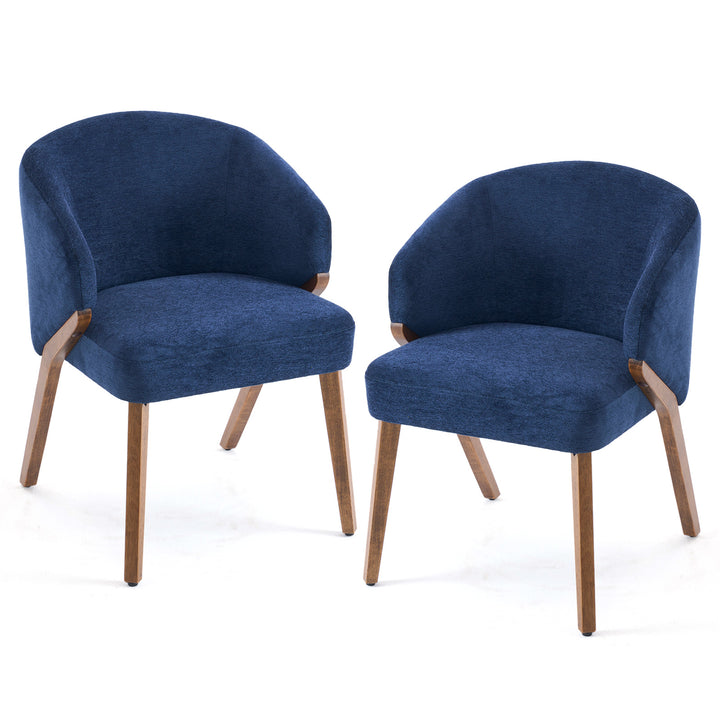 YOUNIKE Wooden Dining Chairs Upholstered Accent Chairs with Curved Back