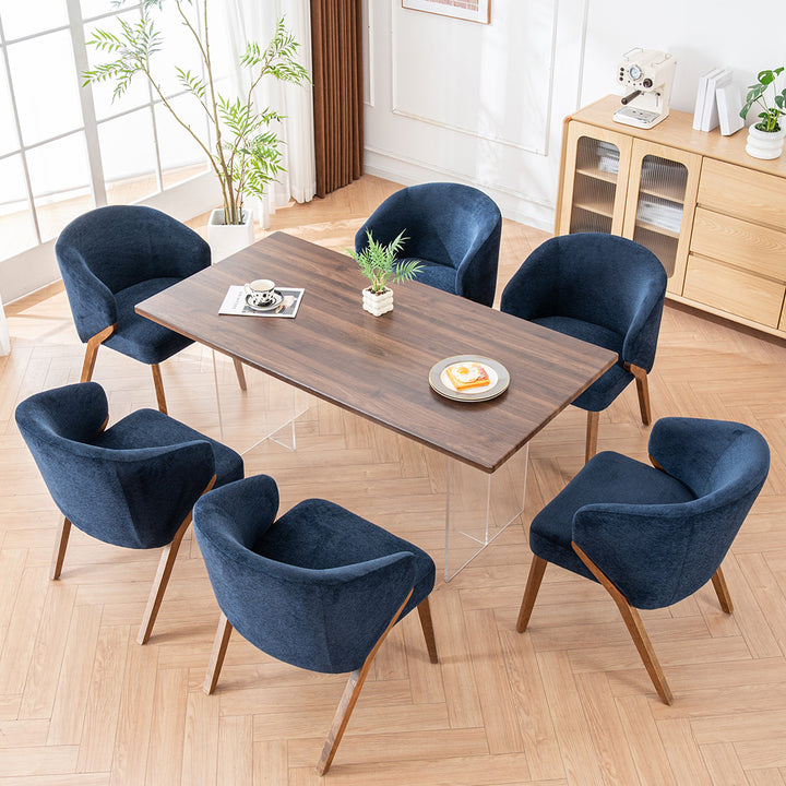 YOUNIKE Wooden Dining Chairs Upholstered Accent Chairs with Curved Back
