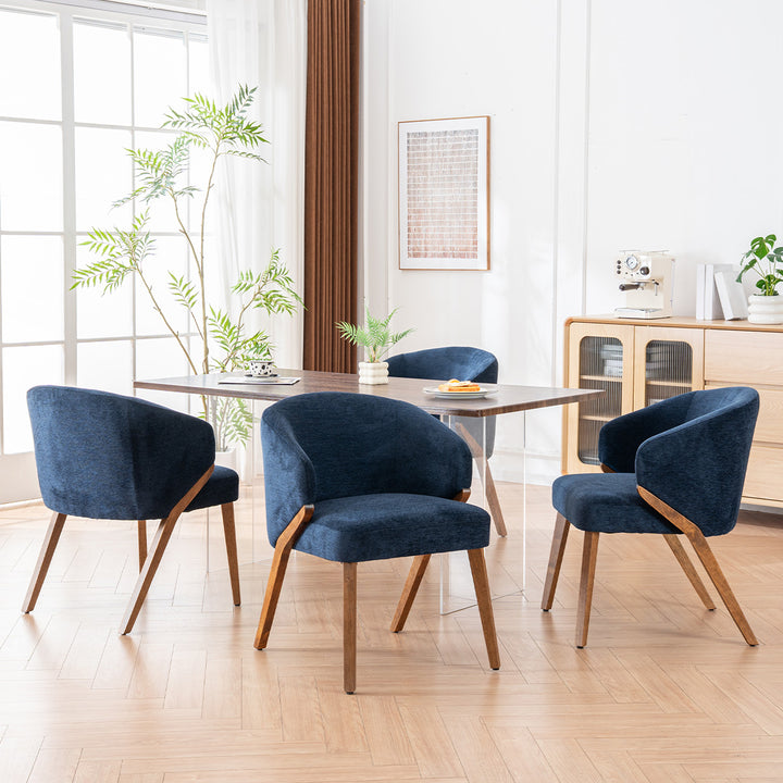 YOUNIKE Wooden Dining Chairs Upholstered Accent Chairs with Curved Back