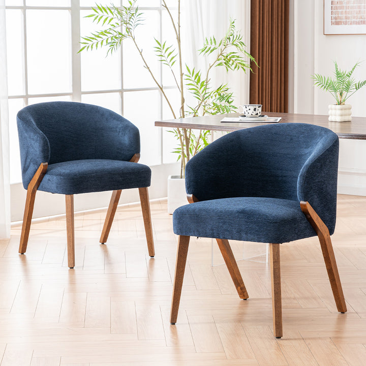 YOUNIKE Wooden Dining Chairs Upholstered Accent Chairs with Curved Back