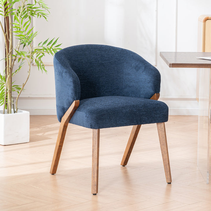 YOUNIKE Wooden Dining Chairs Upholstered Accent Chairs with Curved Back