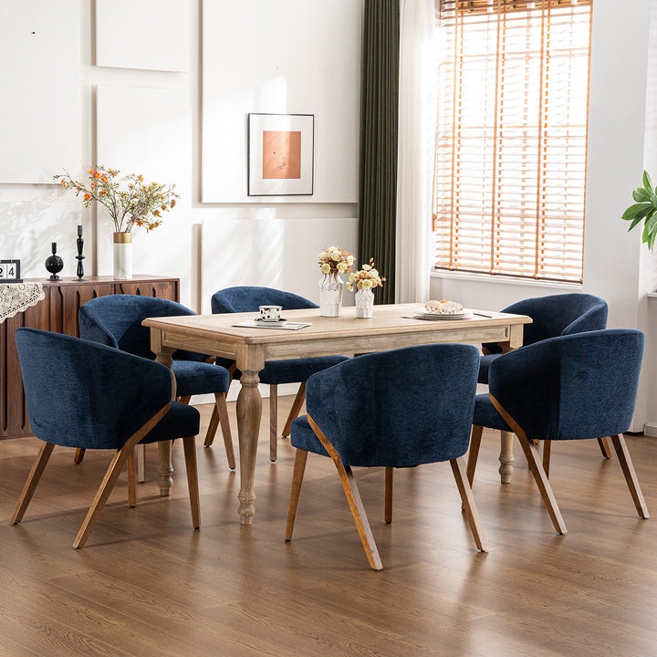 YOUNIKE Wooden Dining Chairs Upholstered Accent Chairs with Curved Back