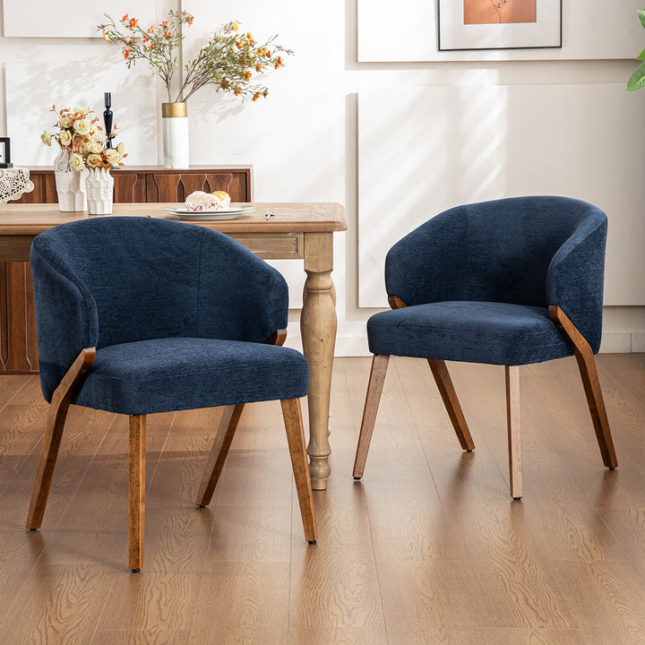 YOUNIKE Wooden Dining Chairs Upholstered Accent Chairs with Curved Back