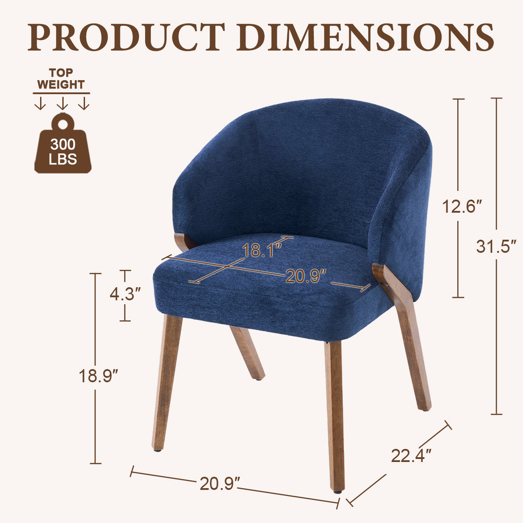 YOUNIKE Wooden Dining Chairs Upholstered Accent Chairs with Curved Back