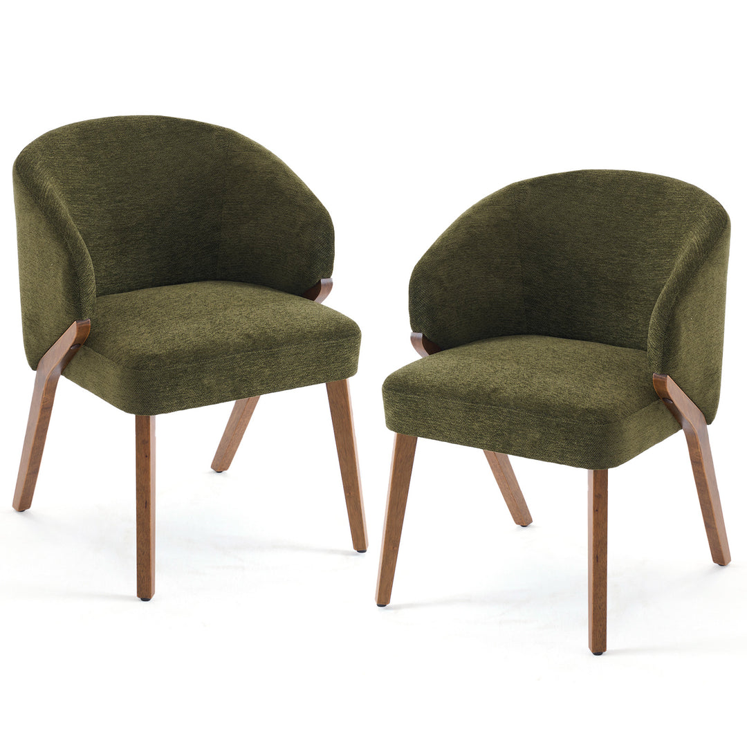 YOUNIKE Wooden Dining Chairs Upholstered Accent Chairs with Curved Back