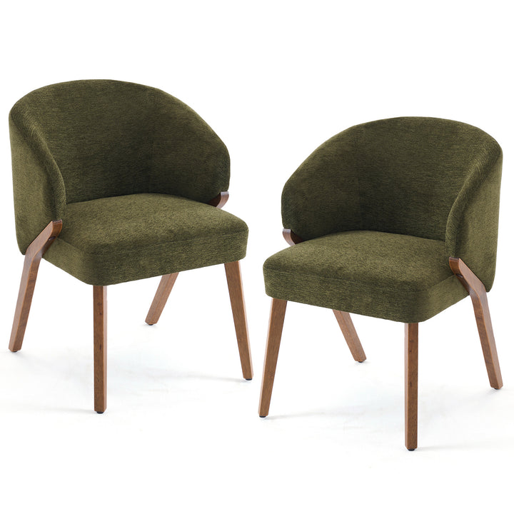 YOUNIKE Wooden Dining Chairs Upholstered Accent Chairs with Curved Back