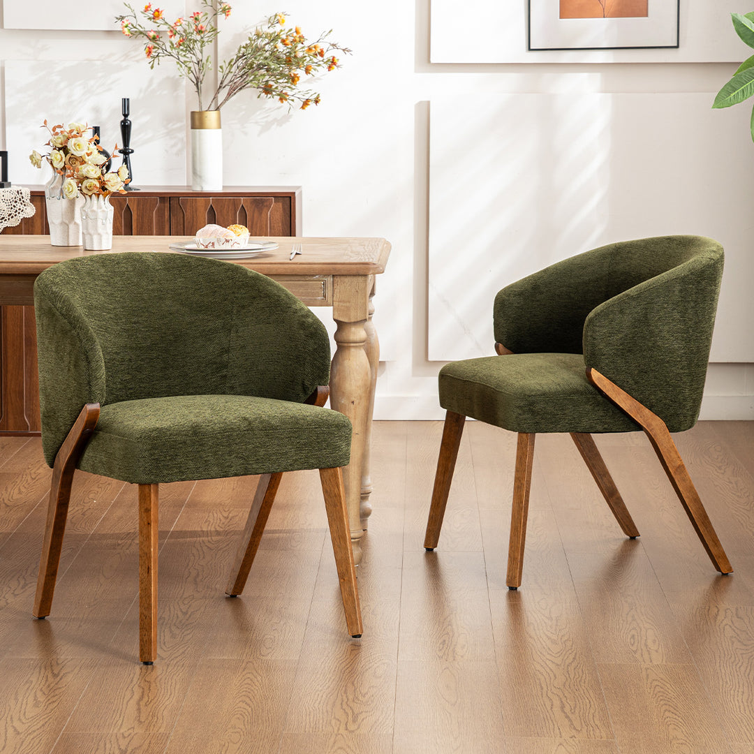 YOUNIKE Wooden Dining Chairs Upholstered Accent Chairs with Curved Back