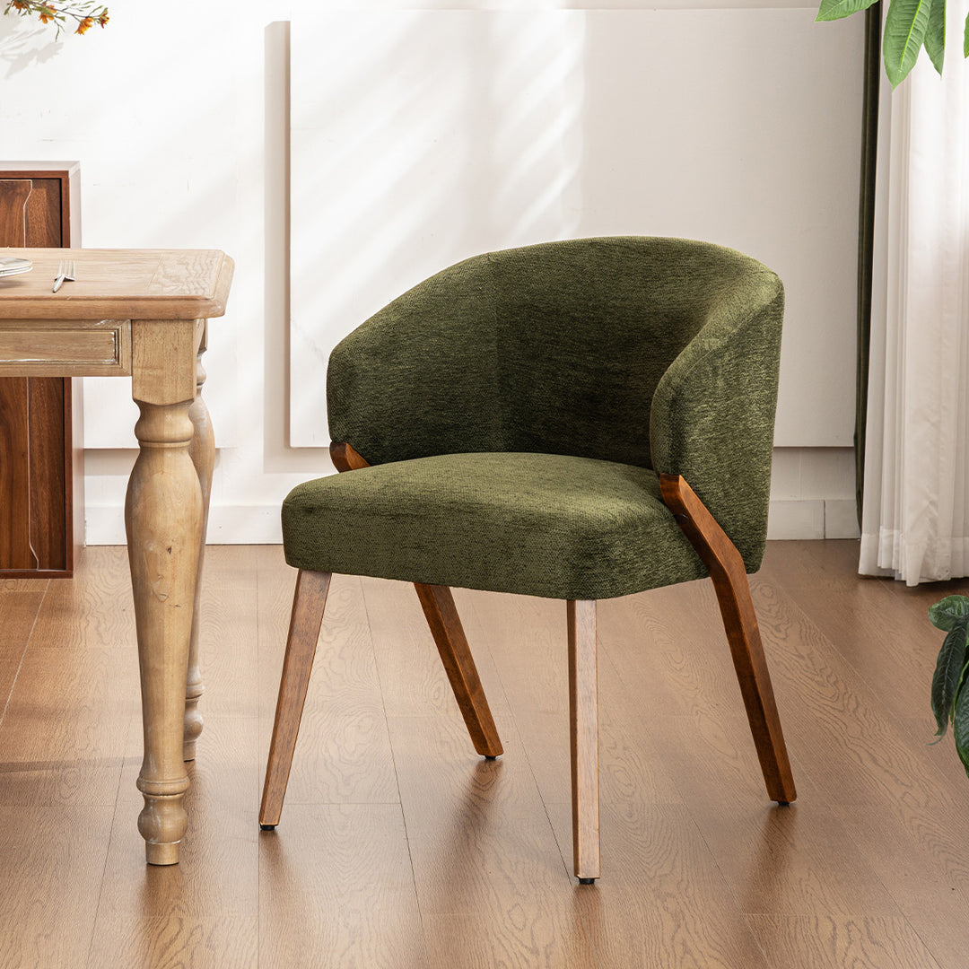 YOUNIKE Wooden Dining Chairs Upholstered Accent Chairs with Curved Back