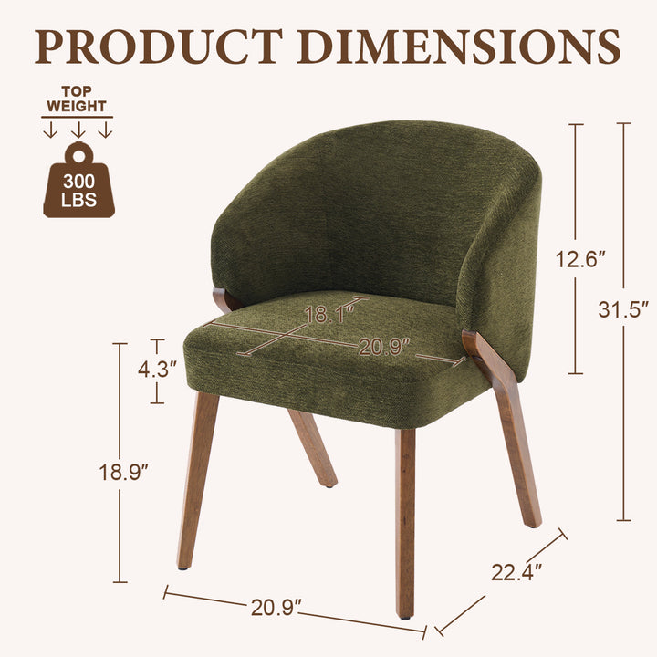 YOUNIKE Wooden Dining Chairs Upholstered Accent Chairs with Curved Back