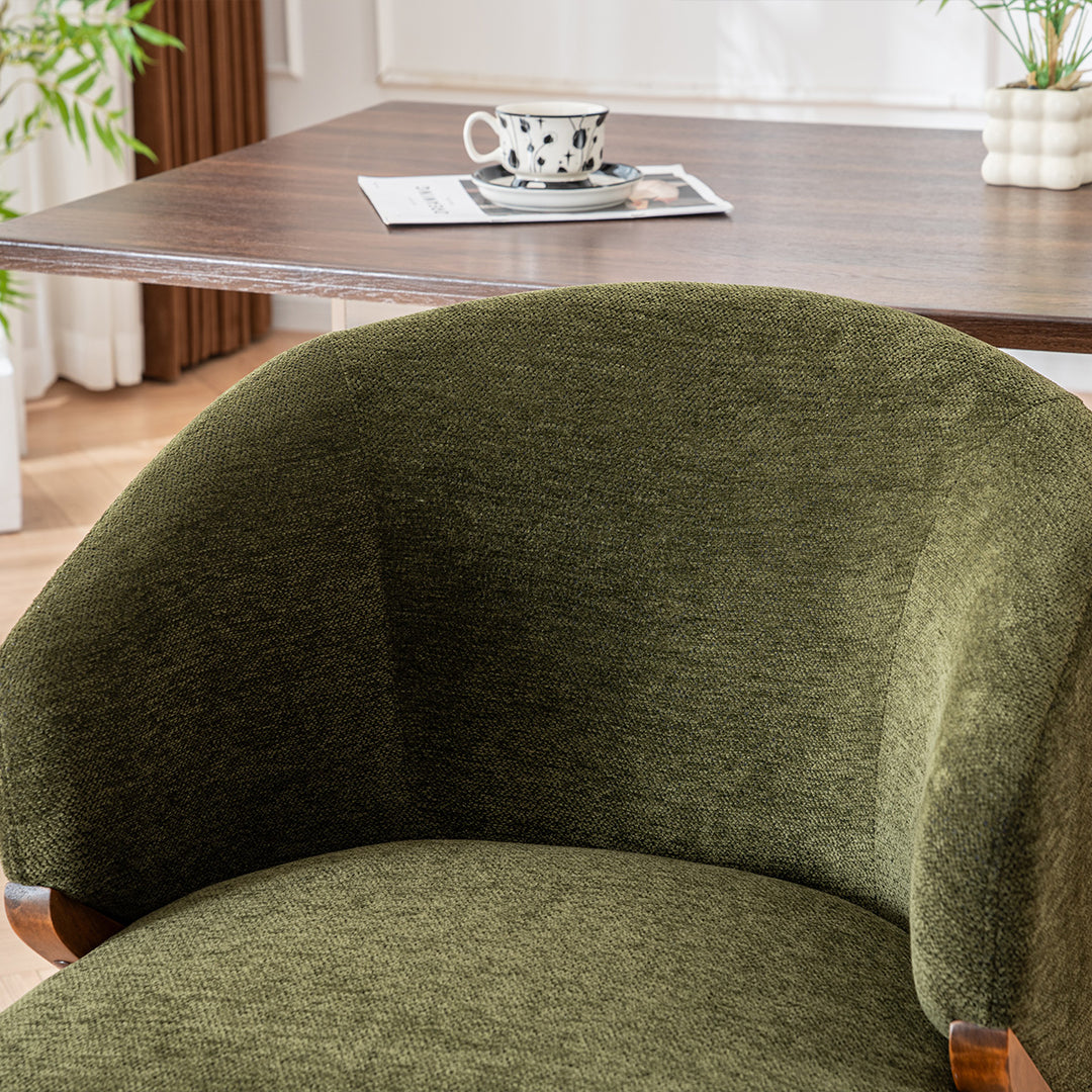 YOUNIKE Wooden Dining Chairs Upholstered Accent Chairs with Curved Back