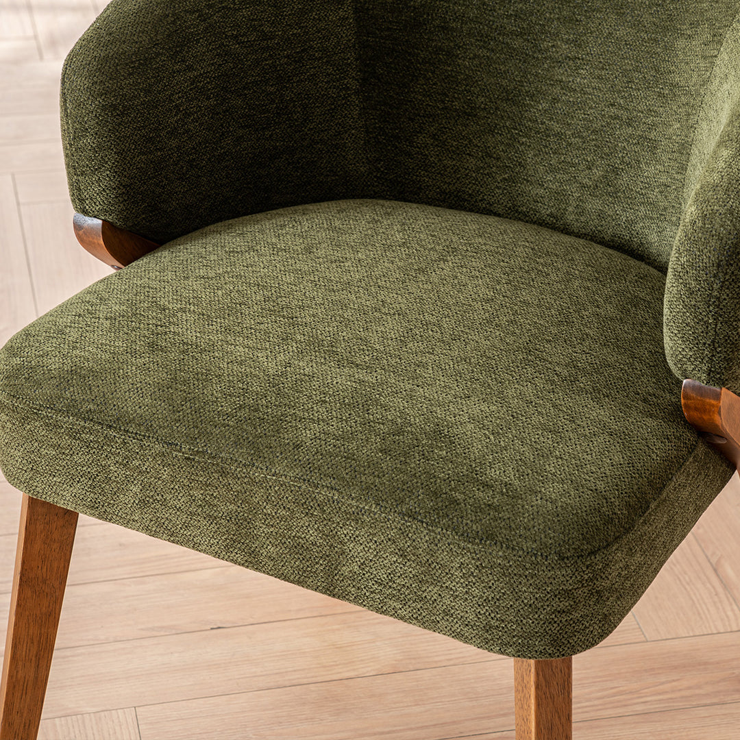 YOUNIKE Wooden Dining Chairs Upholstered Accent Chairs with Curved Back