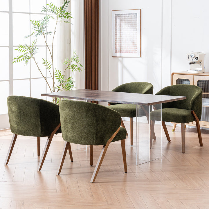 YOUNIKE Wooden Dining Chairs Upholstered Accent Chairs with Curved Back