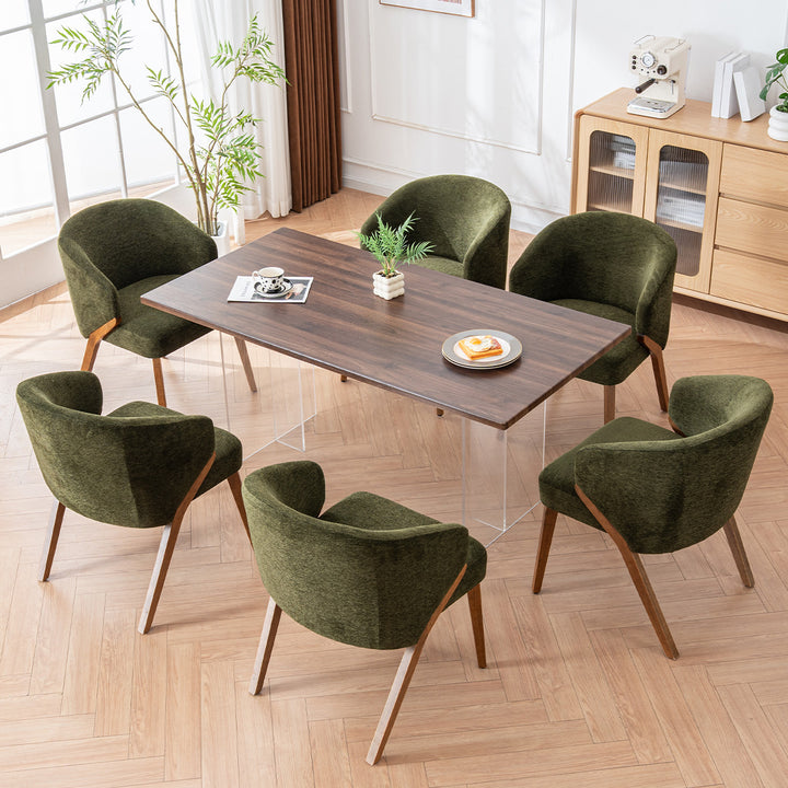 YOUNIKE Wooden Dining Chairs Upholstered Accent Chairs with Curved Back