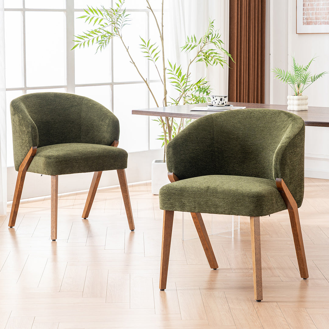 YOUNIKE Wooden Dining Chairs Upholstered Accent Chairs with Curved Back