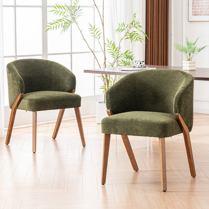 YOUNIKE Wooden Dining Chairs Upholstered Accent Chairs with Curved Back