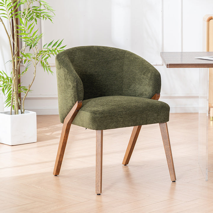 YOUNIKE Wooden Dining Chairs Upholstered Accent Chairs with Curved Back