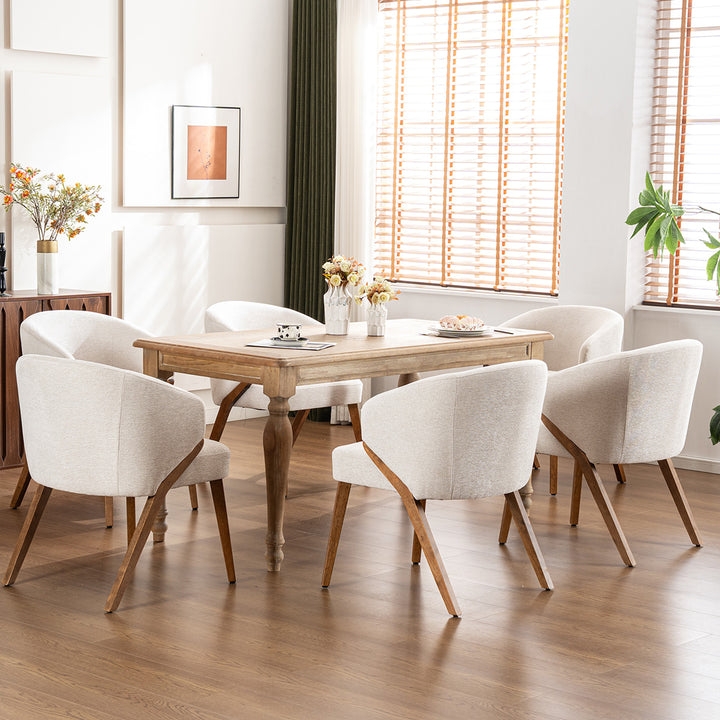YOUNIKE Wooden Dining Chairs Upholstered Accent Chairs with Curved Back