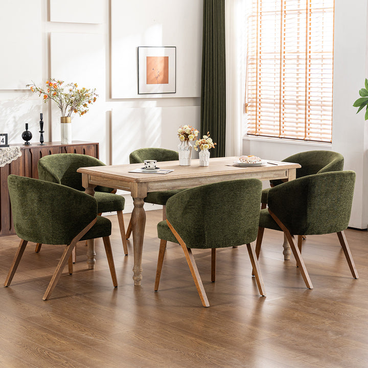 YOUNIKE Wooden Dining Chairs Upholstered Accent Chairs with Curved Back