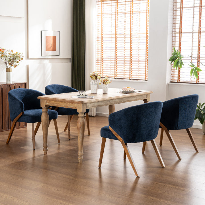 YOUNIKE Wooden Dining Chairs Upholstered Accent Chairs with Curved Back